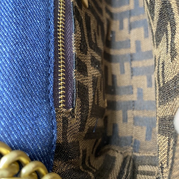 Fendi Baguette Series Denim Ff Embossed Baguette Bag - Picture 7 of 11